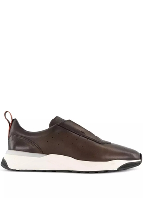 Santoni leather sneakers - Brown