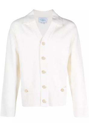 Casablanca wool-blend ribbed cardigan - White