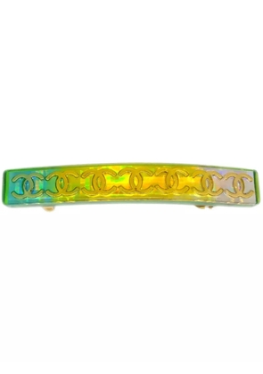 CHANEL Pre-Owned CC-logo gold-plated hair clip - Green
