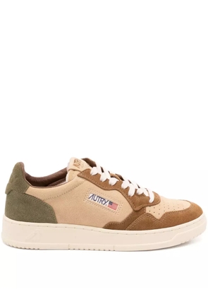 Autry Medalist suede-panelled lace-up sneakers - Neutrals