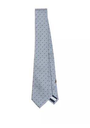 Ferragamo Gancini-print silk tie - Blue