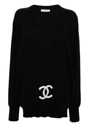 CHANEL Pre-Owned 1994 CC-intarsia cashmere jumper - Black