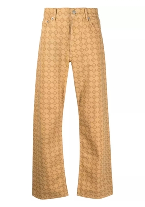 Nanushka monogram-print straight-leg trousers - Neutrals