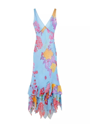 Donde Esteban Flores chiffon maxi dress - Blue