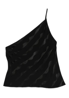 Rixo one-shoulder wave-pattern top - Black