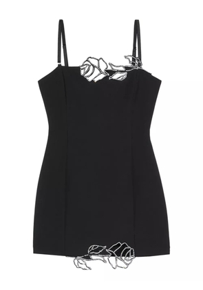 Blumarine rose-embroidered mini dress - Black