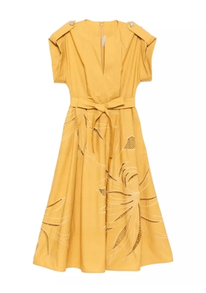 Elie Saab embroidered midi dress - Neutrals