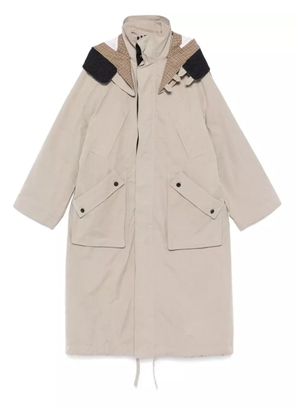 Thom Browne detachable-hood parka coat - Neutrals