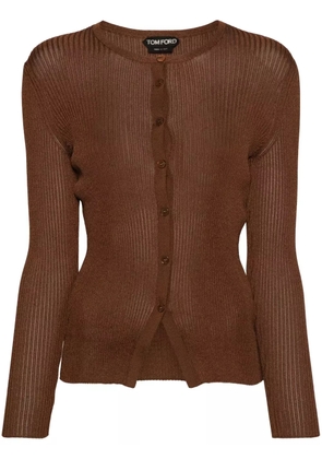 TOM FORD round-neck ribbed cardigan - Brown