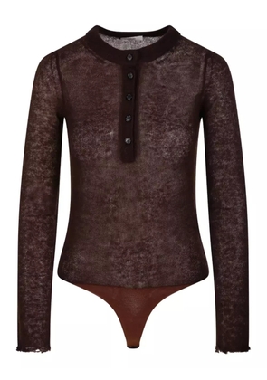 Haikure button-front long-sleeve bodysuit - Brown