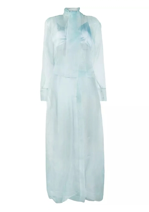 Materiel sheer floor-length shirt - Blue