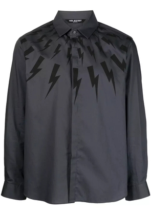 Neil Barrett Thunderbolt-print cotton shirt - Grey