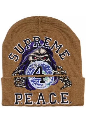 Supreme Peace embroidered beanie - Brown