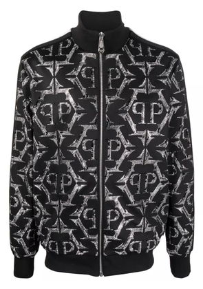 Philipp Plein rhinestone-embellished zip-up jacket - Black