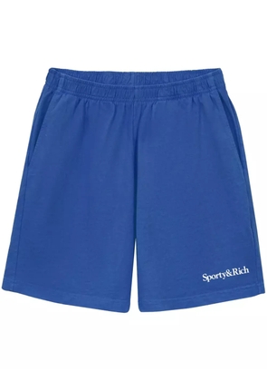 Sporty & Rich logo-print cotton track shorts - Blue