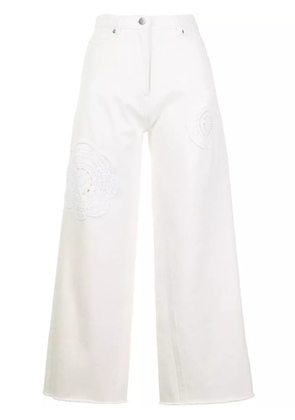 Goen.J crochet-detail wide-leg jeans - White