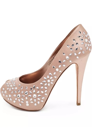 Gina 130mm crystal-embellished sandals - Neutrals