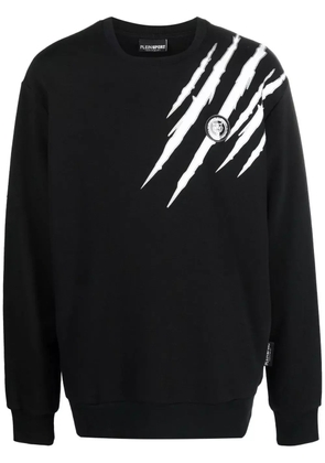 Plein Sport scratch-print long-sleeved sweatshirt - Black