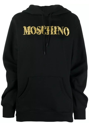 Moschino logo embroidery hoodie - Black