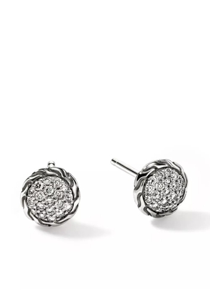 John Hardy Carved Chain diamond stud earrings - Silver