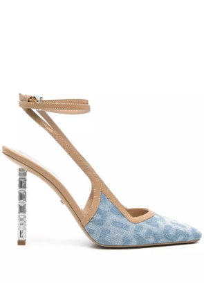 GCDS 120mm slingback leather pumps - Blue