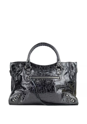 Balenciaga Le City metallic-effect top-handle small tote bag - Grey