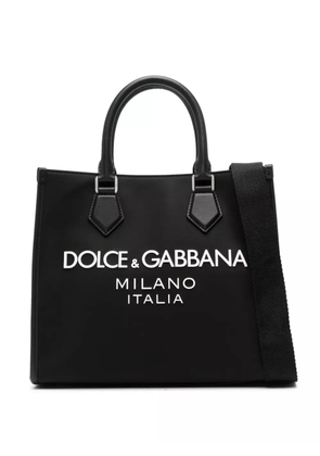 Dolce & Gabbana logo-embossed canvas tote bag - Black