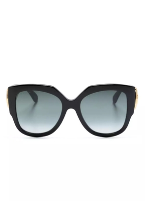 Gucci Eyewear logo-plaque round-frame sunglasses - Black