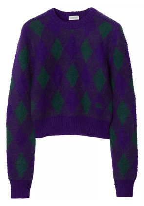 Burberry argyle-knit wool cropped jumper - Purple