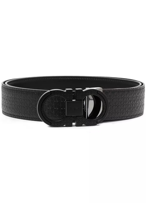 Ferragamo Gancini embossed leather belt - Black