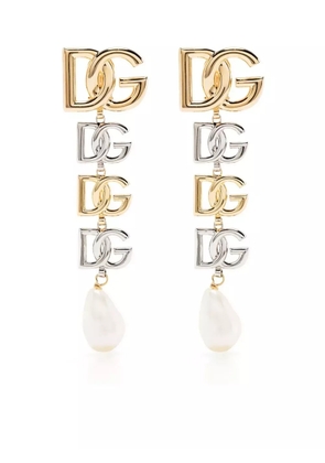 Dolce & Gabbana DG-logo clip-on drop earrings - Gold