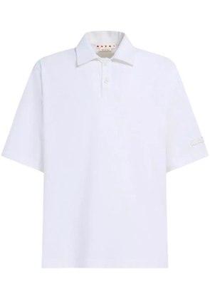 Marni logo-patch cotton polo shirt - White
