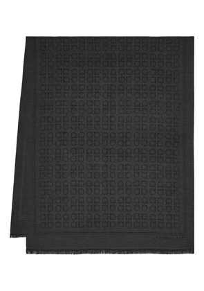 Ferragamo Gancini-motif fringed scarf - Grey
