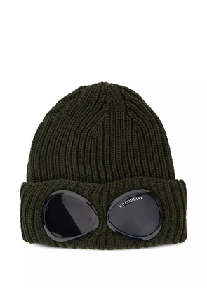 C.P. Company goggle-detail ribbed beanie hat - Green