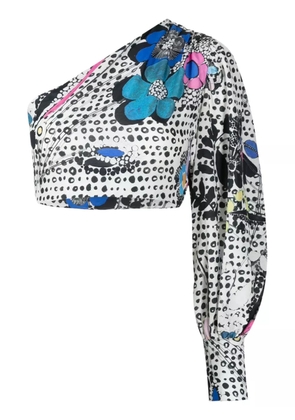 Amir Slama graphic-print one-shoulder top - Black