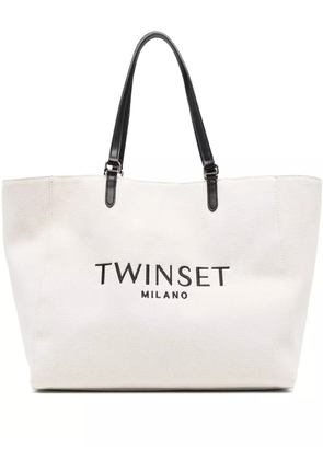 TWINSET logo-embroidered shoulder bag - Neutrals