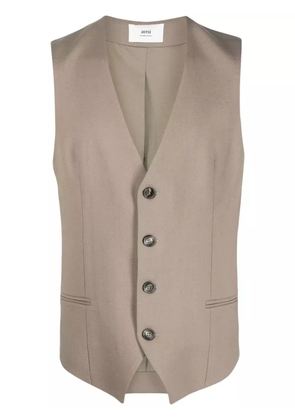 AMI Paris V-neck virgin wool waistcoat - Neutrals