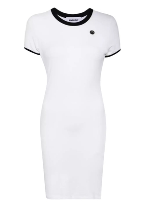 AMBUSH logo-plaque fine-knit minidress - White