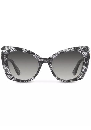 Dolce & Gabbana Eyewear lace-print cat-eye frame sunglasses - Black