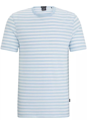 BOSS striped cotton-linen T-shirt - Blue