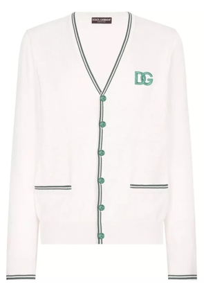 Dolce & Gabbana logo-embroidered silk cardigan - White