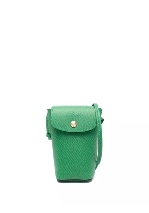 Longchamp logo-embossed leather phone case - Green