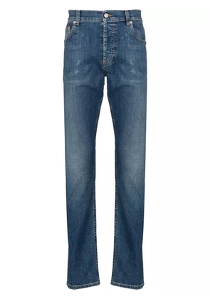 Alexander McQueen embroidered-logo straight-leg jeans - Blue