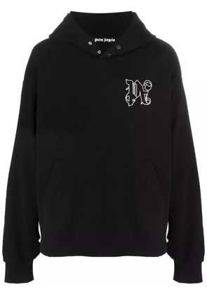 Palm Angels logo-print cotton hoodie - Black