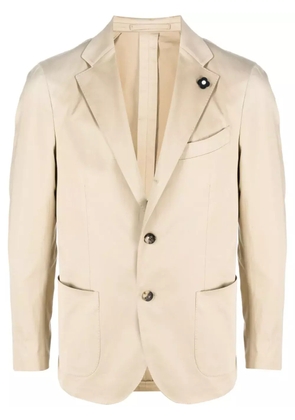 Lardini satin-finish single-breasted blazer - Neutrals