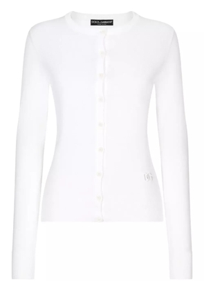 Dolce & Gabbana DG-embroidered fine-knit cardigan - White