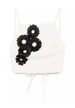 MSGM floral-appliqué top - Neutrals