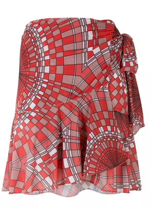 Amir Slama printed wrap skirt with panels - Red