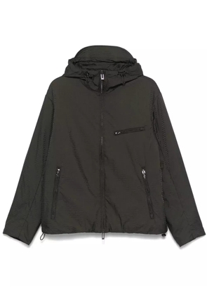 Emporio Armani logo-jacquard hooded blouson - Green