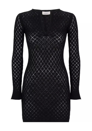 Laneus open-knit V-neck mini dress - Black